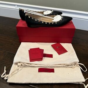 Rockstud leather ballerina flats